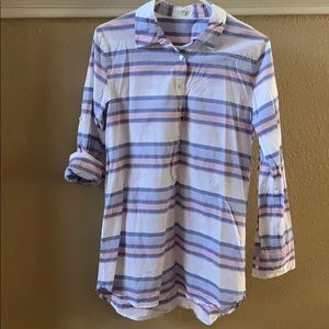 J. Crew tunic top white blue pink M